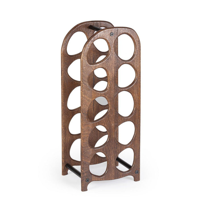 Porta Bottiglie in Legno Nero Moderno da Interno - PAULINA Colore: Marrone