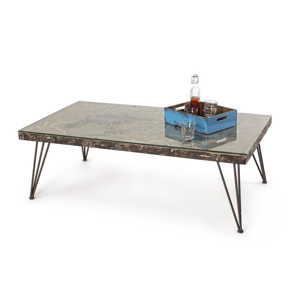 Tavolino Acciaio Grigio Scuro Industriale da Interno 140x75 - OCEANIA