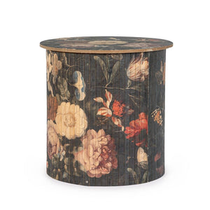 Tavolino Legno Grigio Scuro Floreale da Interno 40cm - NIPPON BAMBOO