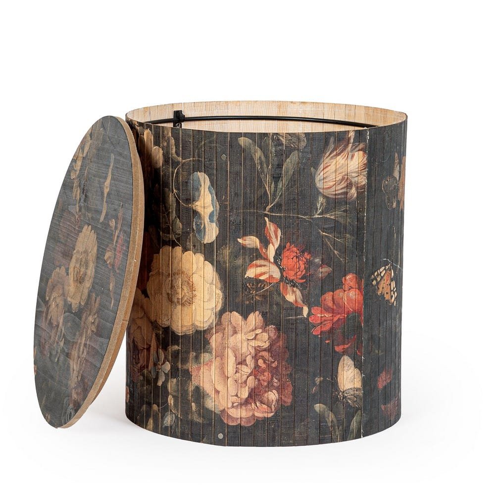 Tavolino Legno Grigio Scuro Floreale da Interno 40cm - NIPPON BAMBOO