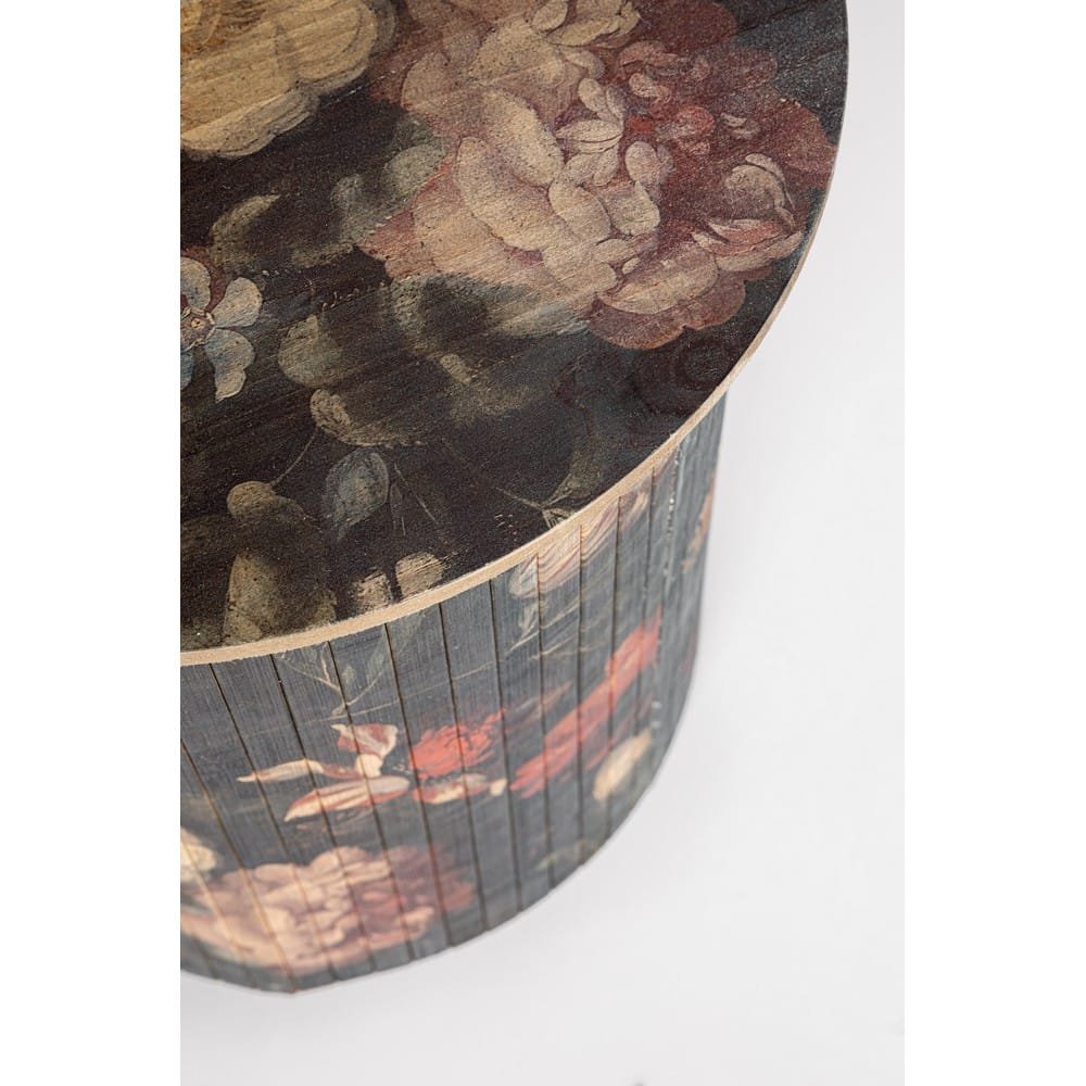 Tavolino Legno Grigio Scuro Floreale da Interno 40cm - NIPPON BAMBOO