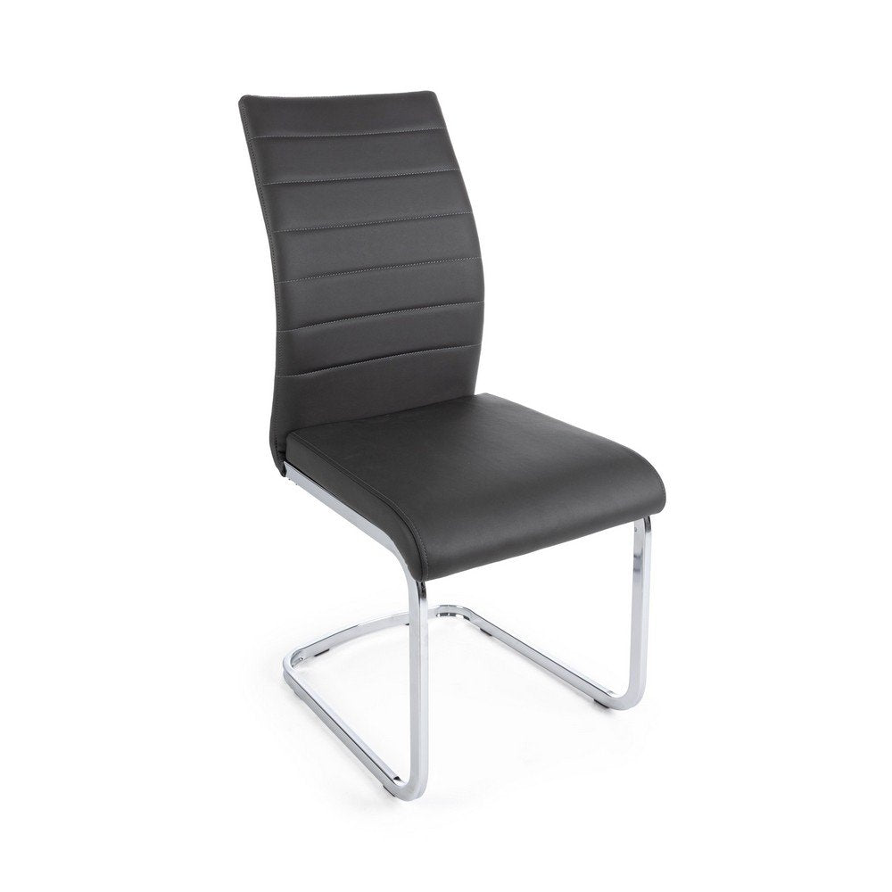 Set 4 Sedie in Ecopelle Nera Moderna da Interno - NEXTWAVE Colore: Grigio