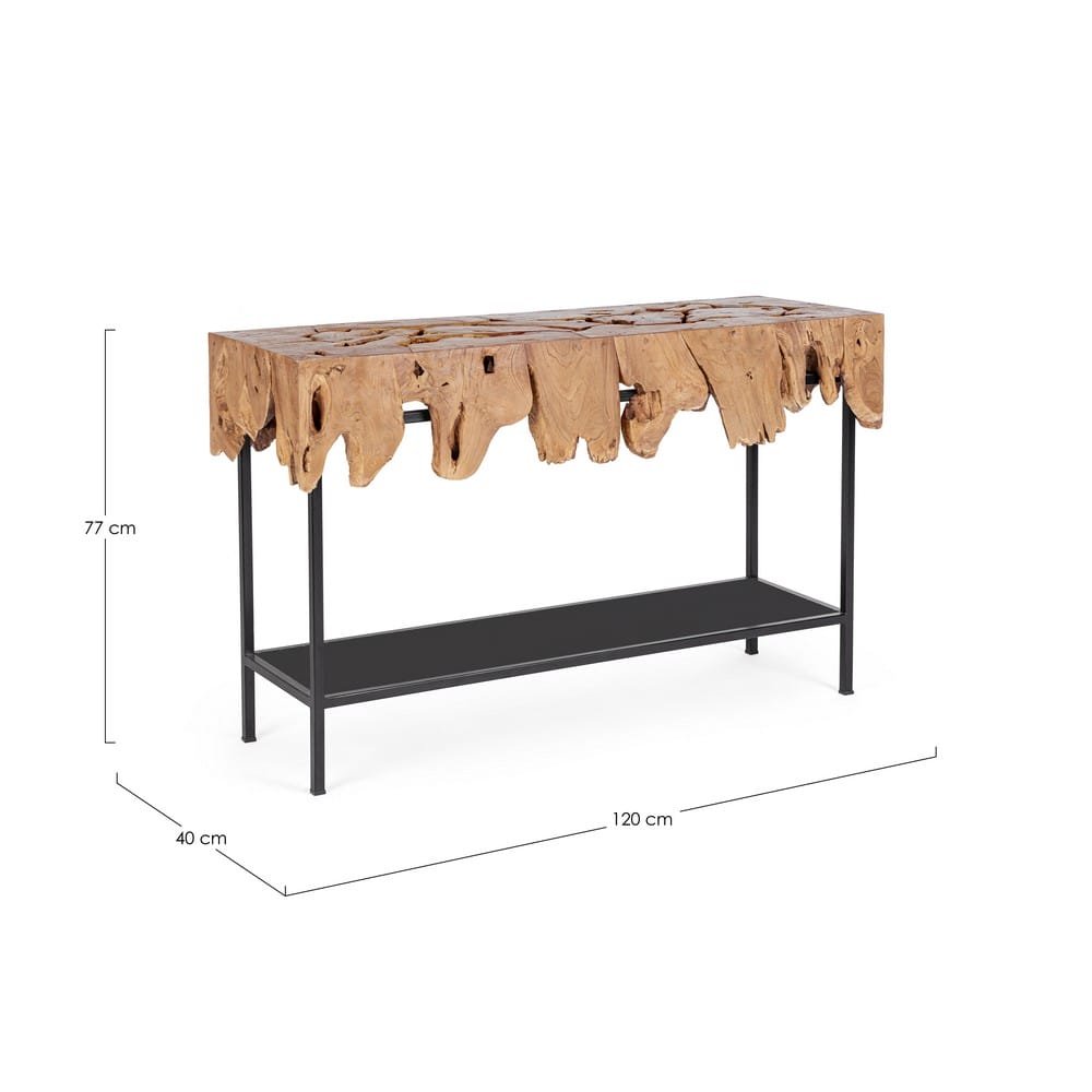 Consolle Radice di Teak Naturale Industriale da Interno - MONTEGO