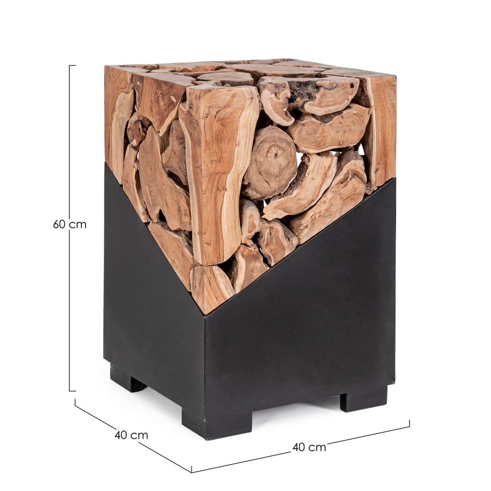Tavolino in Radice di Teak Nero Industriale da Interno - MONTEGO