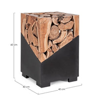 Tavolino in Radice di Teak Nero Industriale da Interno - MONTEGO