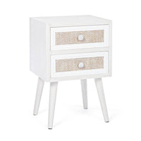 Mobiletto 2 Cassetti Legno Bianco Boho da Interno - MONIQUE
