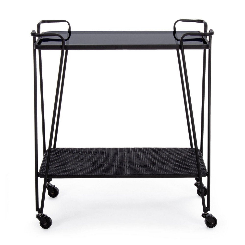Carrello Vetro Nero Moderno da Interno - MIRIAM