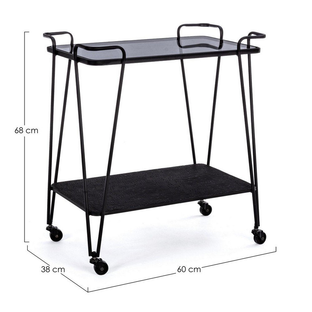 Carrello Vetro Nero Moderno da Interno - MIRIAM