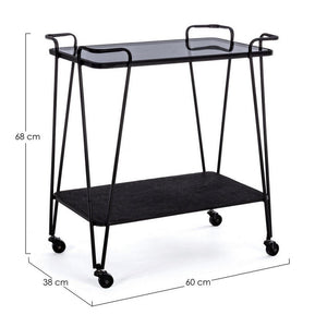 Carrello Vetro Nero Moderno da Interno - MIRIAM