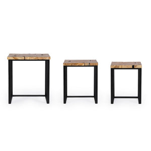 Tavolini in Teak Marrone Industriale da Interno - MIRANDA