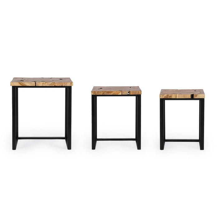 Tavolini in Teak Marrone Industriale da Interno - MIRANDA