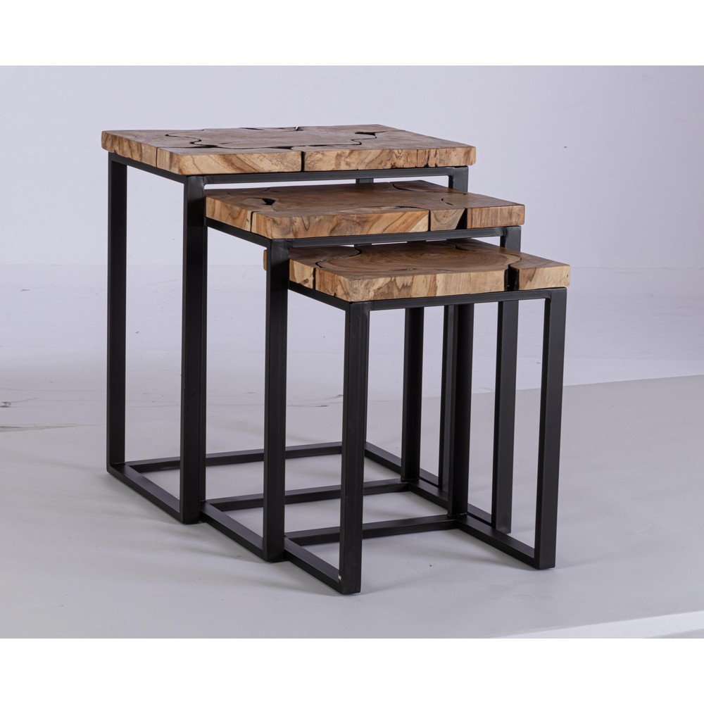 Tavolini in Teak Marrone Industriale da Interno - MIRANDA