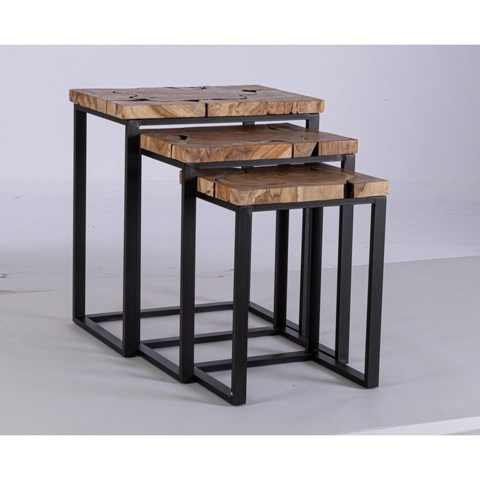 Tavolini in Teak Marrone Industriale da Interno - MIRANDA