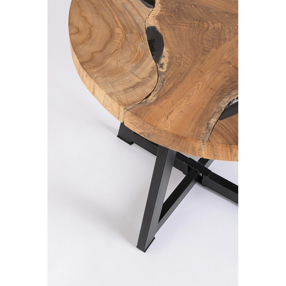 Tavolino in Teak Marrone Industriale da Interno 50 cm - MIRANDA