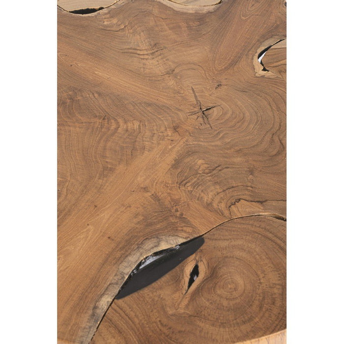 Tavolino in Teak Marrone Industriale da Interno 50 cm - MIRANDA