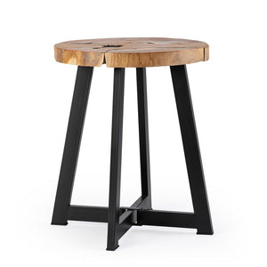 Tavolino in Teak Marrone Industriale da Interno 40 cm - MIRANDA