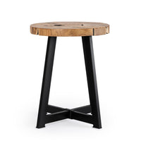 Tavolino in Teak Marrone Industriale da Interno 40 cm - MIRANDA