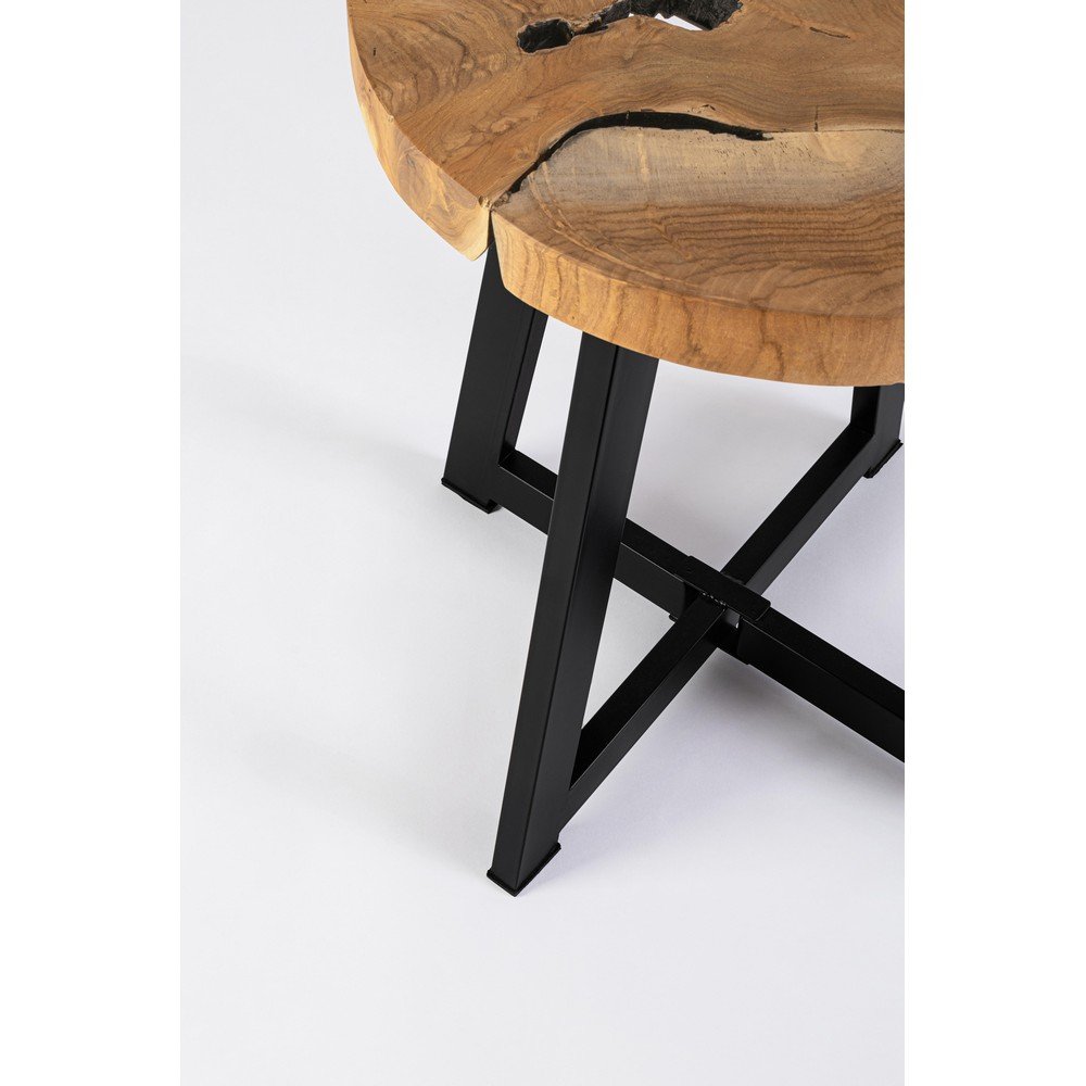 Tavolino in Teak Marrone Industriale da Interno 40 cm - MIRANDA