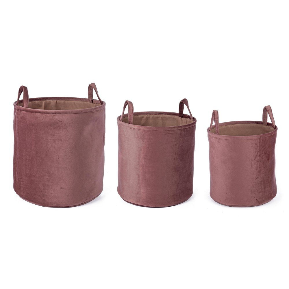Set 3 Portaoggetti Poliestere Rosa Moderni da Interno - MIN-JUN