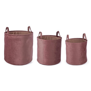 Set 3 Portaoggetti Poliestere Rosa Moderni da Interno - MIN-JUN