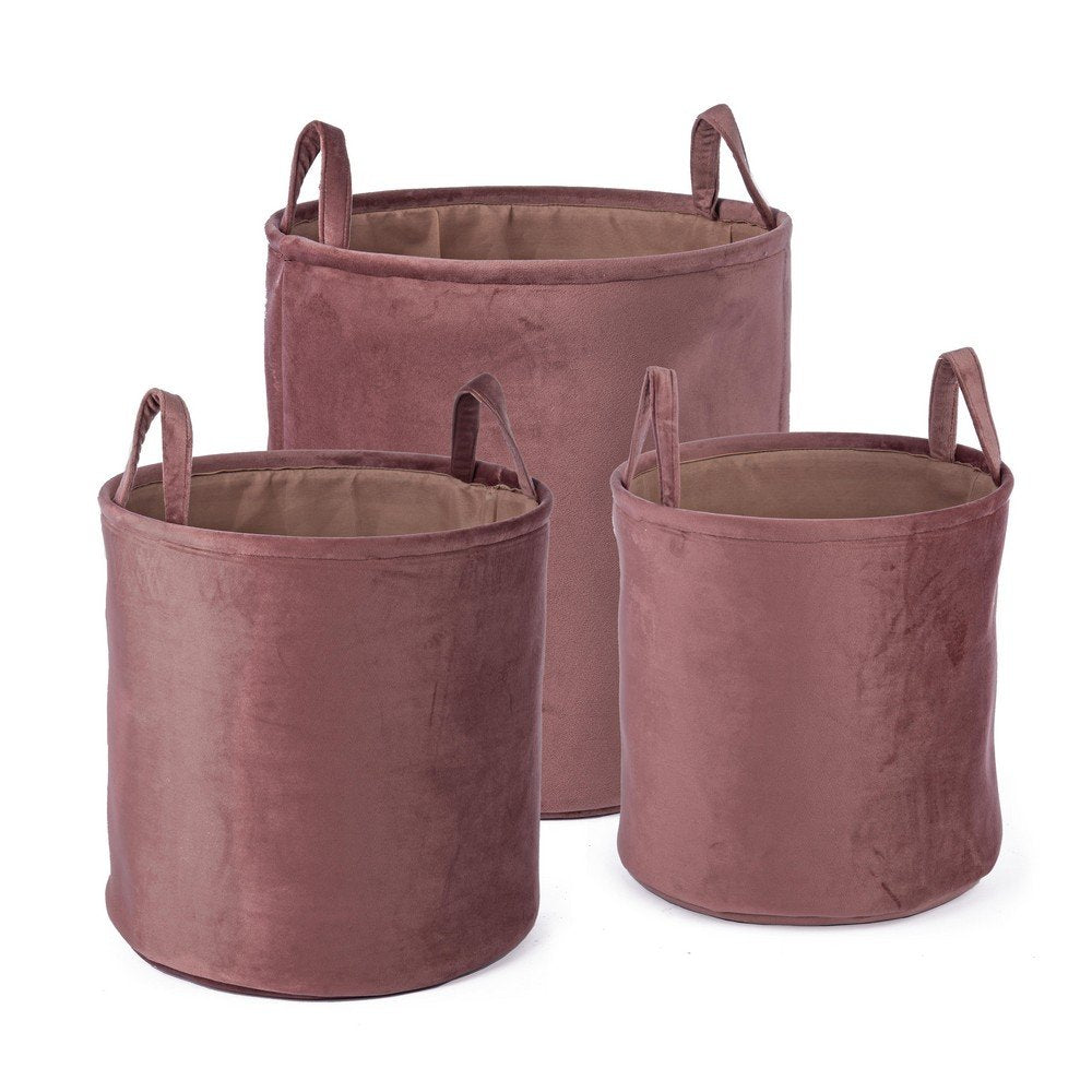 Set 3 Portaoggetti Poliestere Rosa Moderni da Interno - MIN-JUN