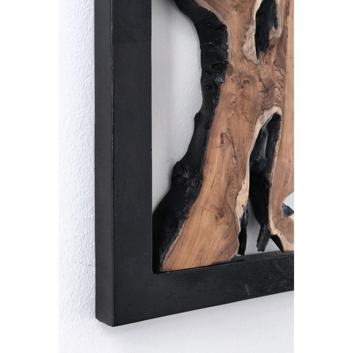 Decorazione Parete in Teak Nero Industriale da Interno 100x60 - MIA