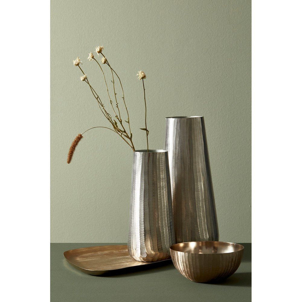 Porta Vaso Metallo Argentato Moderno H45 cm - MEI-JING