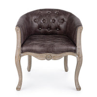 Set 2 Poltrone in Similpelle Grigio Stile Classico da Interno - MAXWELL