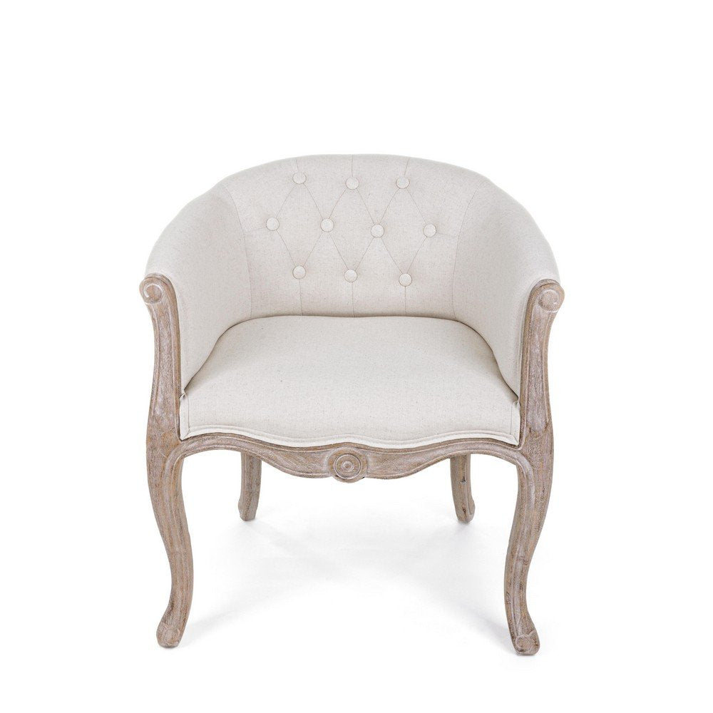 Set 2 Poltrone Tessuto Beige Legno Marrone Rustico da Interno - MAXWELL