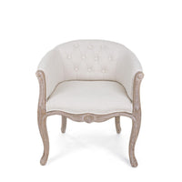 Set 2 Poltrone Tessuto Beige Legno Marrone Rustico da Interno - MAXWELL