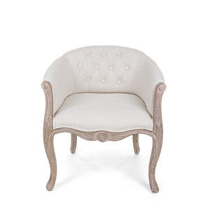 Set 2 Poltrone Tessuto Beige Legno Marrone Rustico da Interno - MAXWELL