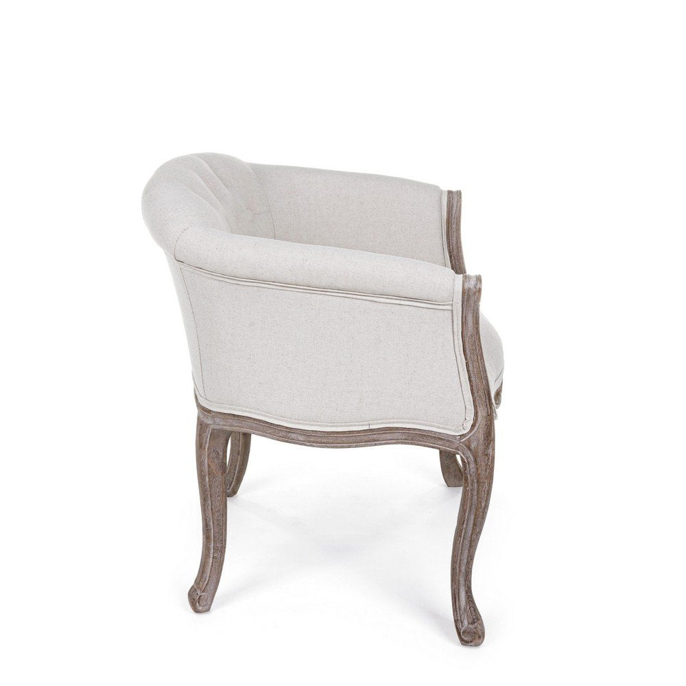 Set 2 Poltrone Tessuto Beige Legno Marrone Rustico da Interno - MAXWELL