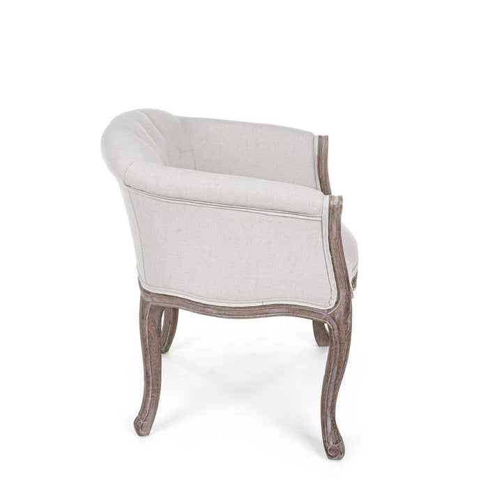 Set 2 Poltrone Tessuto Beige Legno Marrone Rustico da Interno - MAXWELL