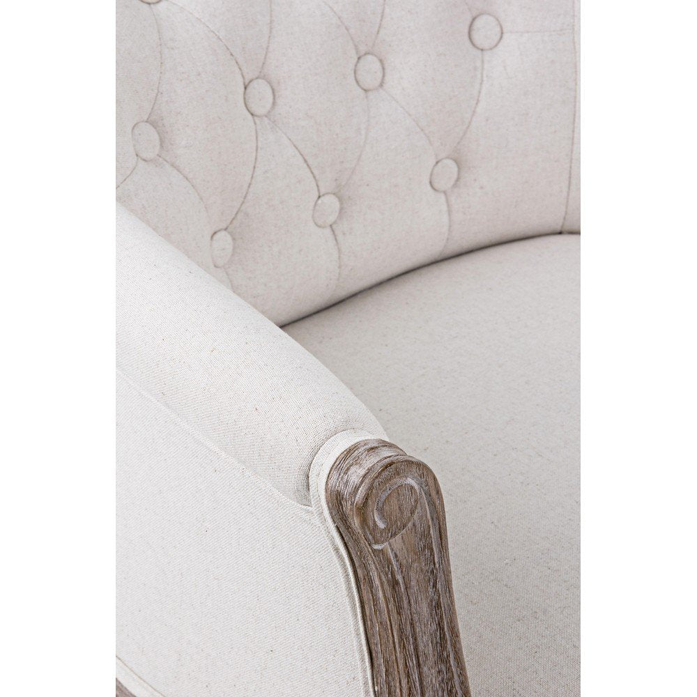 Set 2 Poltrone Tessuto Beige Legno Marrone Rustico da Interno - MAXWELL