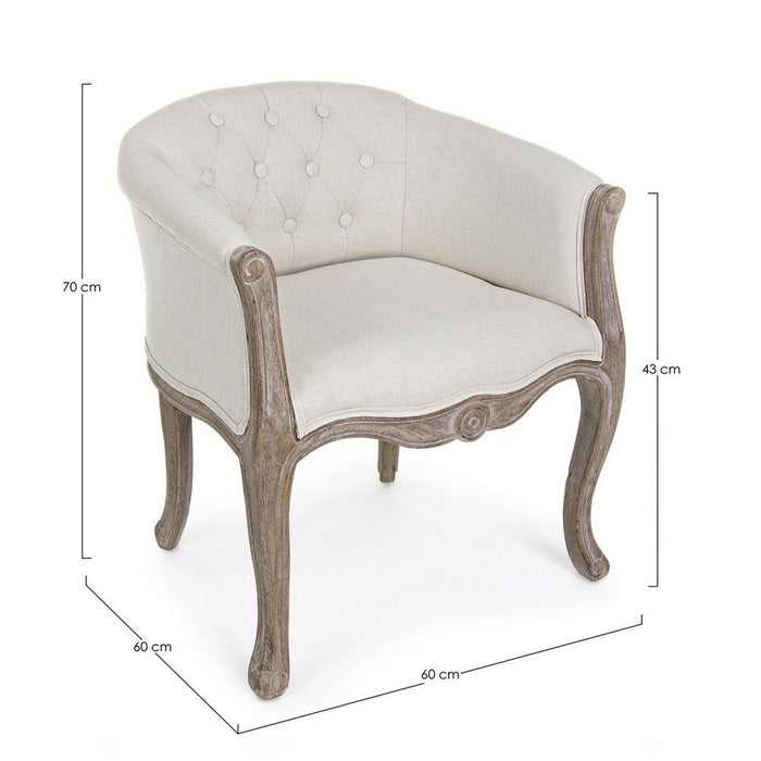 Set 2 Poltrone Tessuto Beige Legno Marrone Rustico da Interno - MAXWELL