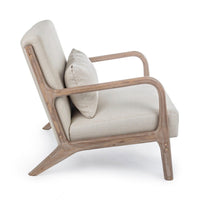 Poltrona Tessuto Bianco Legno Naturale Stile Rustico - MATTHEW