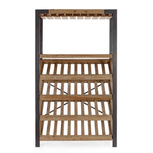 Mobile Portabottiglie Legno Nero Industriale da Interno - MASON
