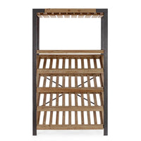 Mobile Portabottiglie Legno Nero Industriale da Interno - MASON