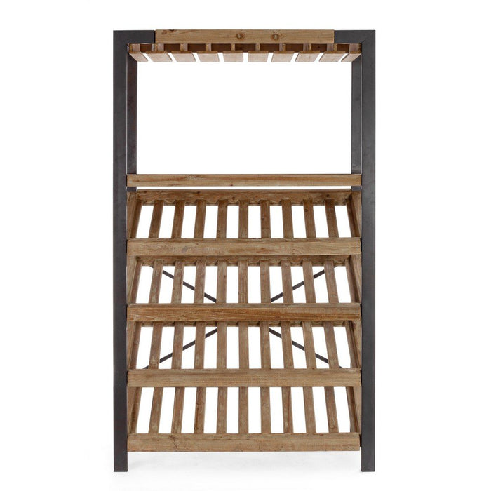Mobile Portabottiglie Legno Nero Industriale da Interno - MASON