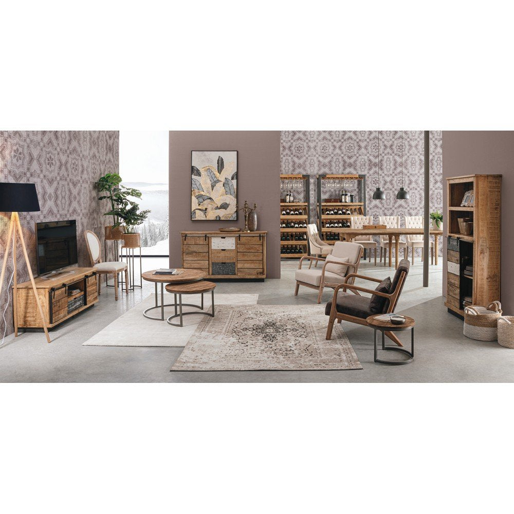 Mobile Portabottiglie Legno Nero Industriale da Interno - MASON