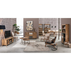 Mobile Portabottiglie Legno Nero Industriale da Interno - MASON