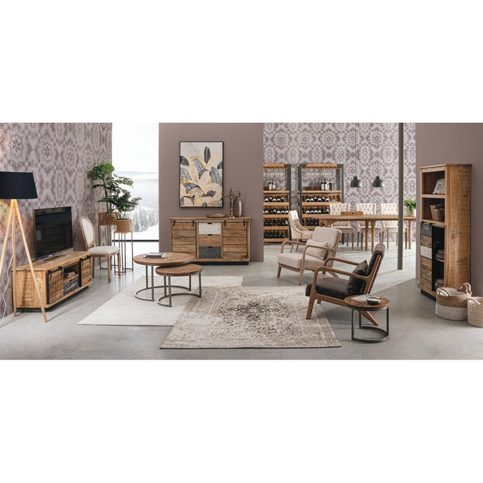 Mobile Portabottiglie Legno Nero Industriale da Interno - MASON