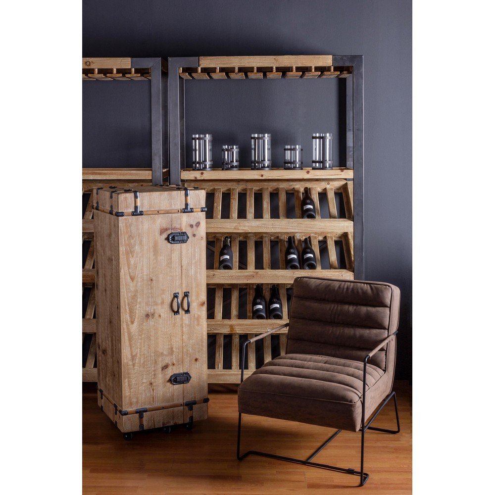 Mobile Portabottiglie Legno Nero Industriale da Interno - MASON