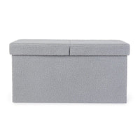 Set 2 Pouf Contenitore in Bouclé Grigio Moderno da Interno - MARTIN