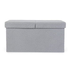 Set 2 Pouf Contenitore in Bouclé Grigio Moderno da Interno - MARTIN