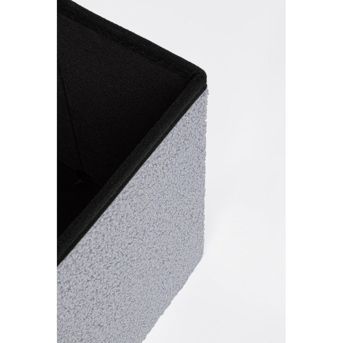 Set 2 Pouf Contenitore in Bouclé Grigio Moderno da Interno - MARTIN