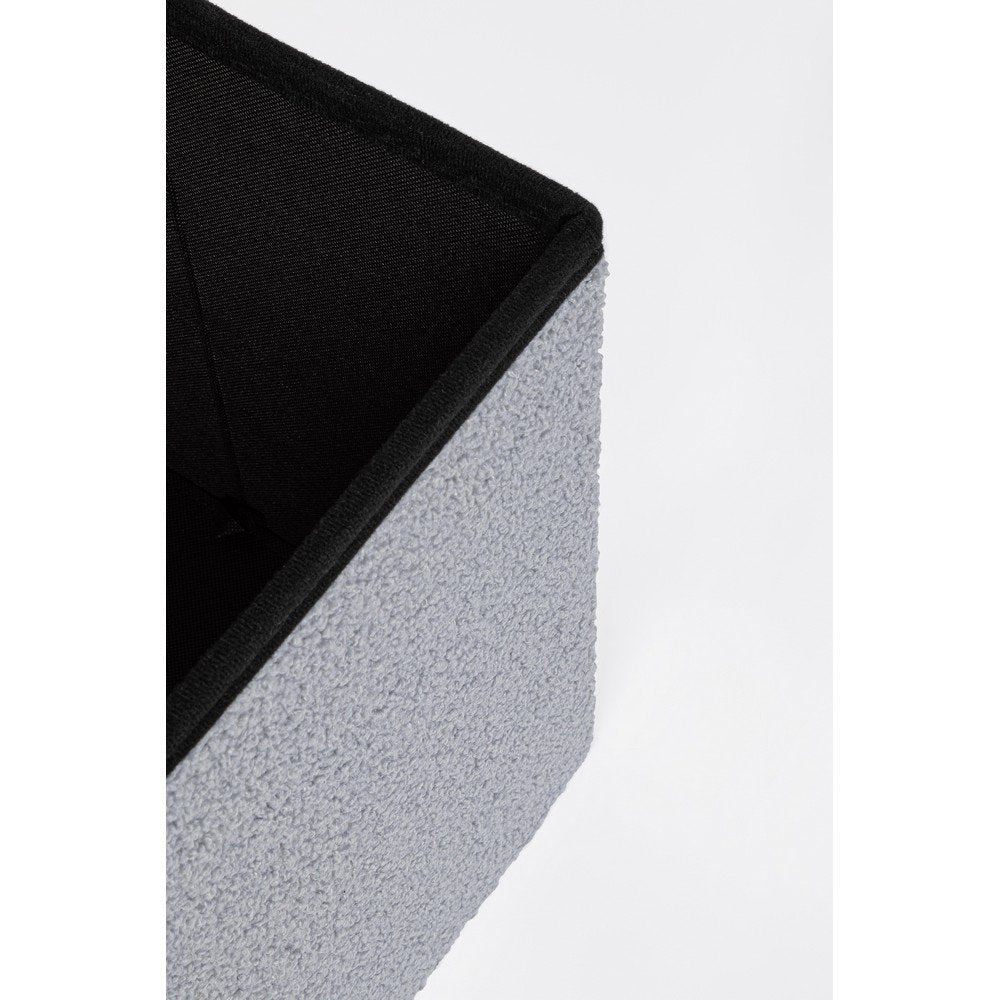 Set 2 Pouf Contenitore in Bouclé Grigio Moderno da Interno - MARTIN