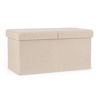 Set 2 Pouf Contenitore in Bouclé Beige Moderno da Interno - MARTIN