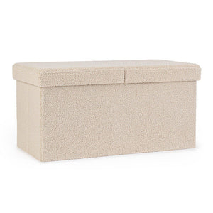 Set 2 Pouf Contenitore in Bouclé Beige Moderno da Interno - MARTIN