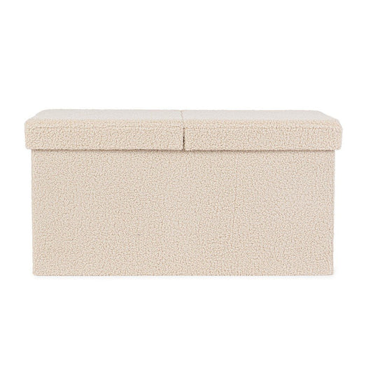 Set 2 Pouf Contenitore in Bouclé Beige Moderno da Interno - MARTIN